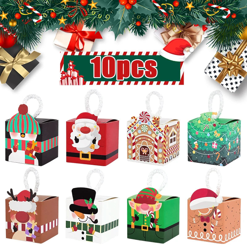 10 Christmas Paper Gift Boxes – Santa, Snowman & Xmas Tree Christmas Gift Boxes Babs
