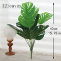 Artificial Monstera Palm Leaf Plant – Tropical Home Decor Artificial Plant Decor Babs 12 Leaves Green