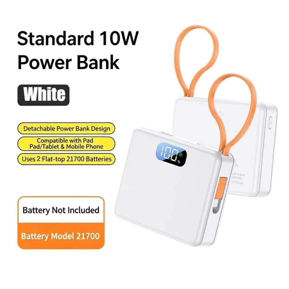 KEBIDUMEI 22.5W DIY 21700 Power Bank Case with LED Indicator DIY Power Bank Case Babs 10W White