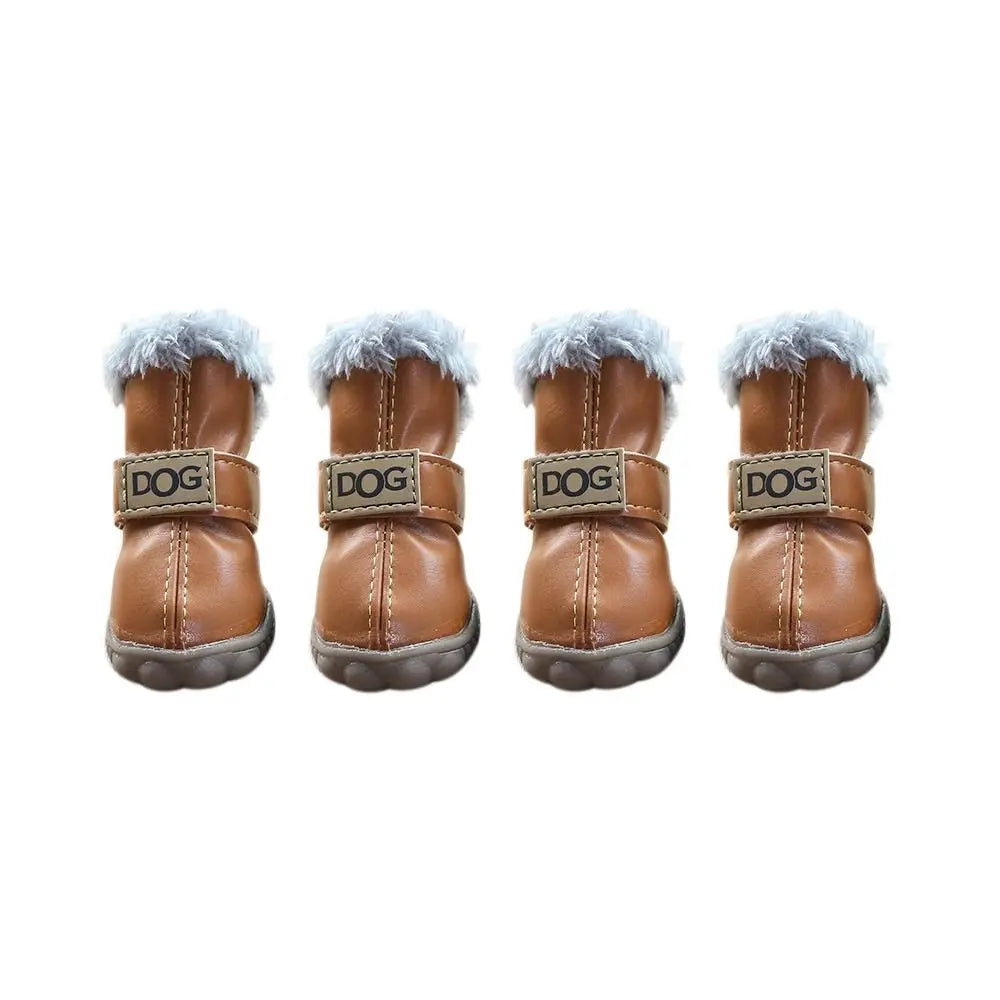 Waterproof Non-Slip Winter Dog Snow Boots – Set of 4 Dog Winter Boots Babs brown S