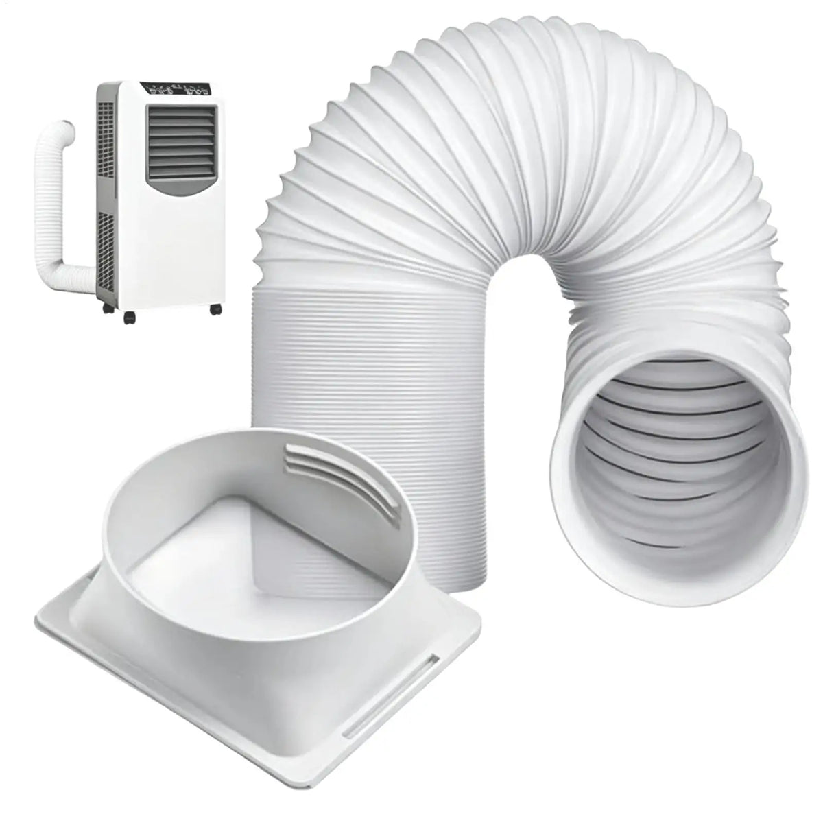 Flexible Telescopic AC Exhaust Hose & Square Vent Connector AC Exhaust Hose Babs