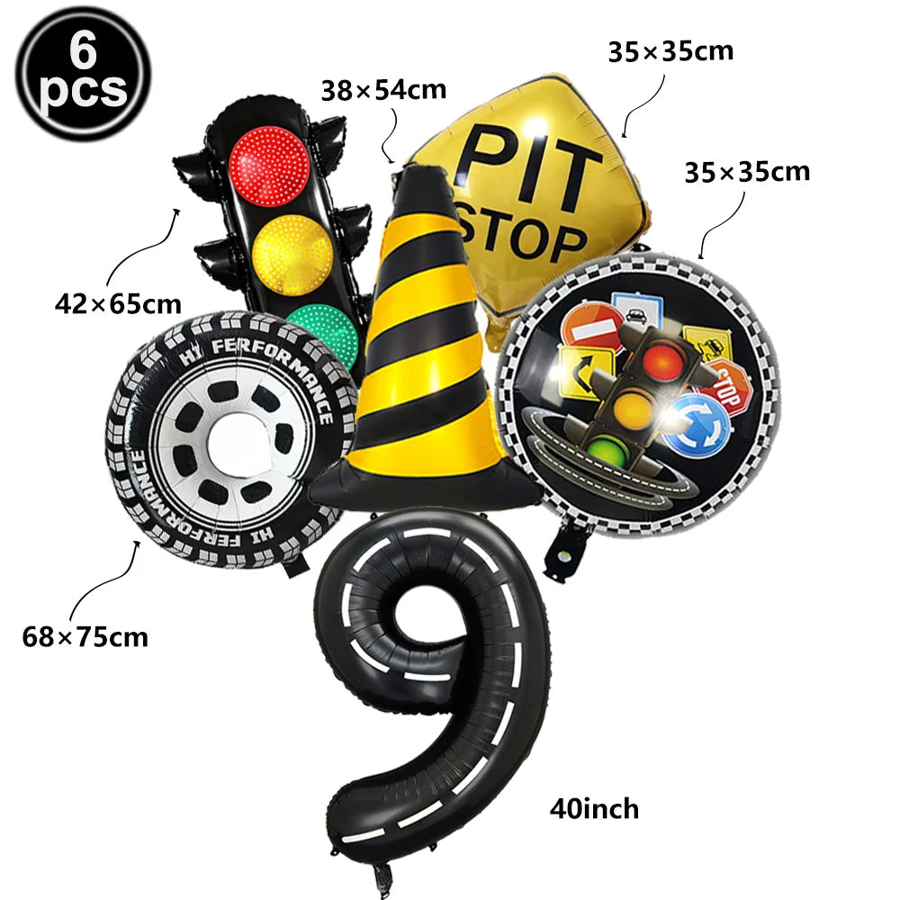 6-Piece Race Car Balloon Kit – Racing Birthday Party Decor Party Balloon Kit Babs B Number 9 As picture show