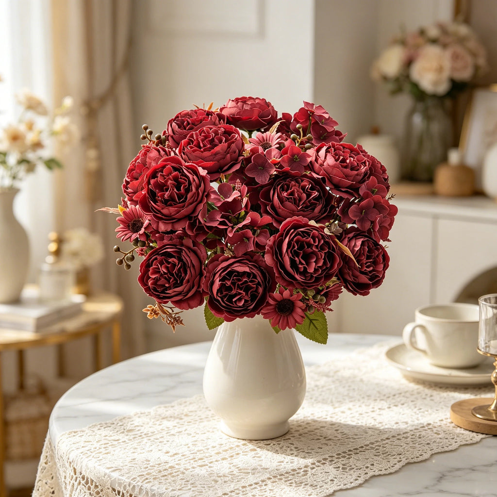 Silk Persian Peony Artificial Flowers – Wedding & Home Decor Artificial Flower Bouquet Babs