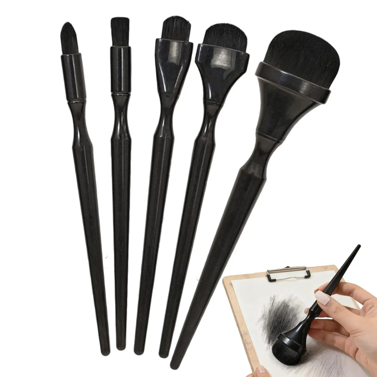 5-Piece Blending Brush Set – Charcoal, Pastel & Ink Art Artist Blending Brushes Babs