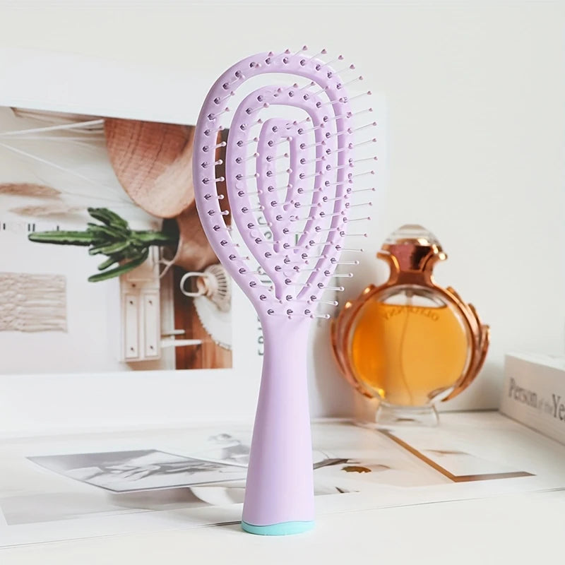 Detangler Hair Brush – Wet & Dry Soft Bristle Travel Brush Detangling Hair Brush Babs Purple