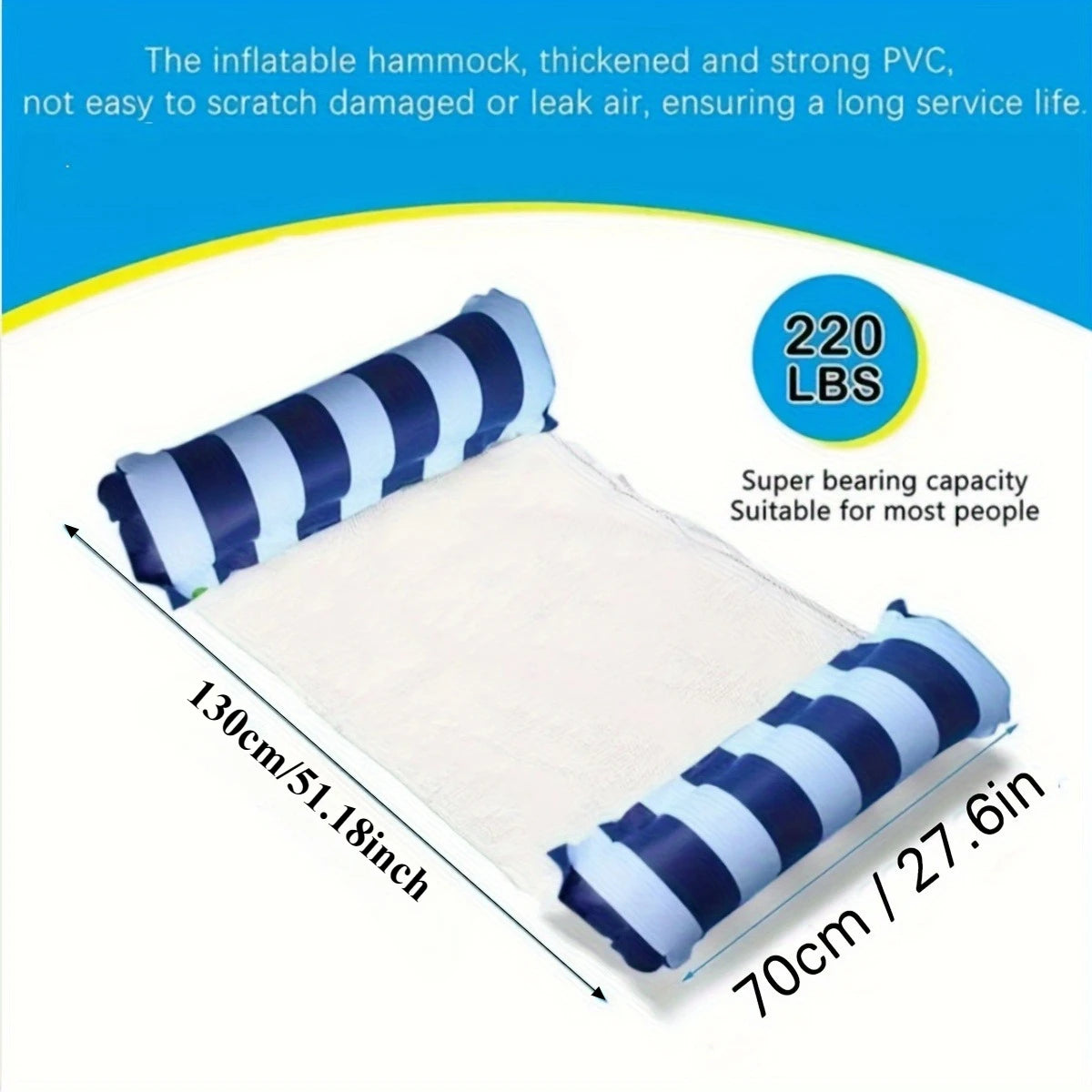 Inflatable Pool Float Hammock Water Lounger – 220 lbs, Thick PVC Pool Float Hammock Babs