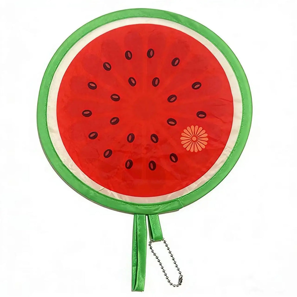 Fruit Cartoon Round Foldable Hand Fan – Portable Pocket Fan Foldable Hand Fan Babs Watermelon