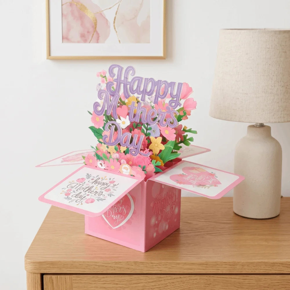 Floral Bouquet Mother's Day Card – Cardstock Thank You Postcard Greeting Card Babs