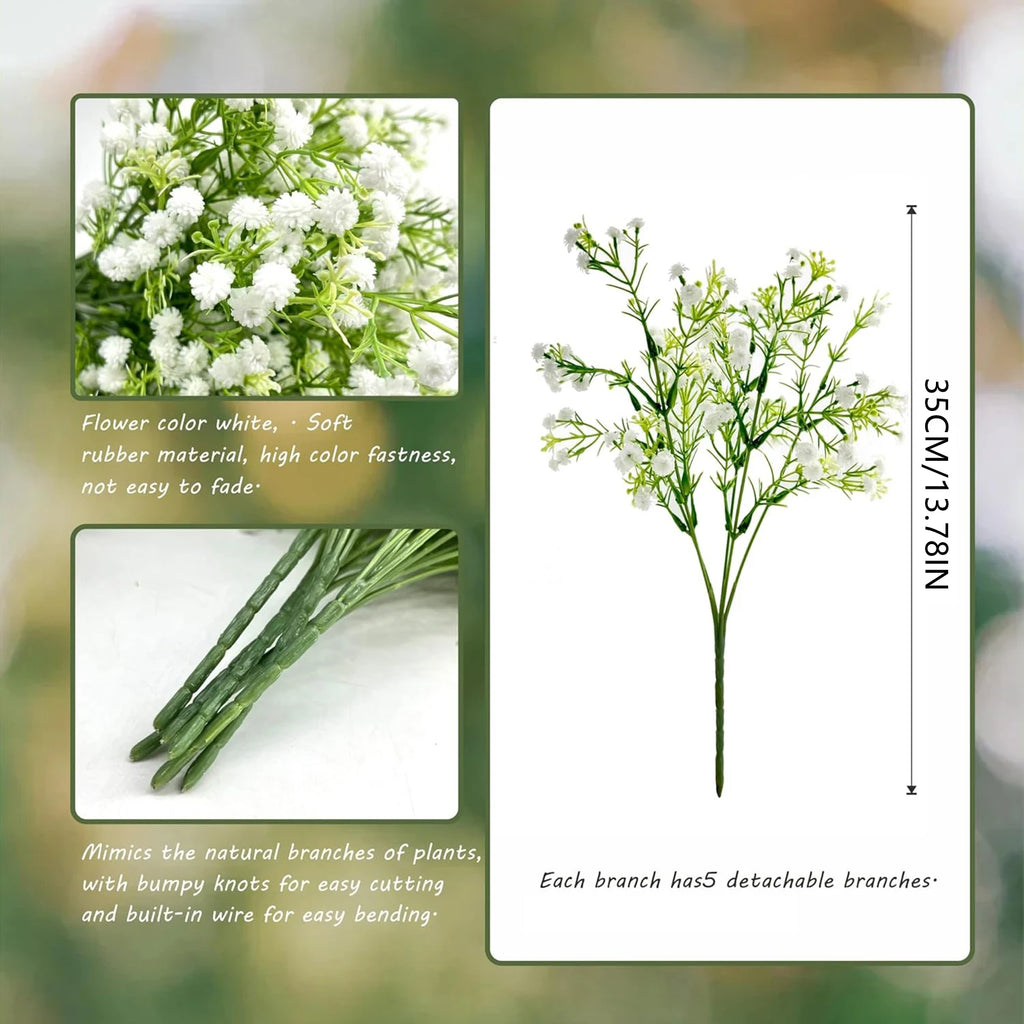 Artificial Gypsophila Flowers – Wedding, Home & DIY Décor Artificial Flower Branch Babs WHITE 3 PCS