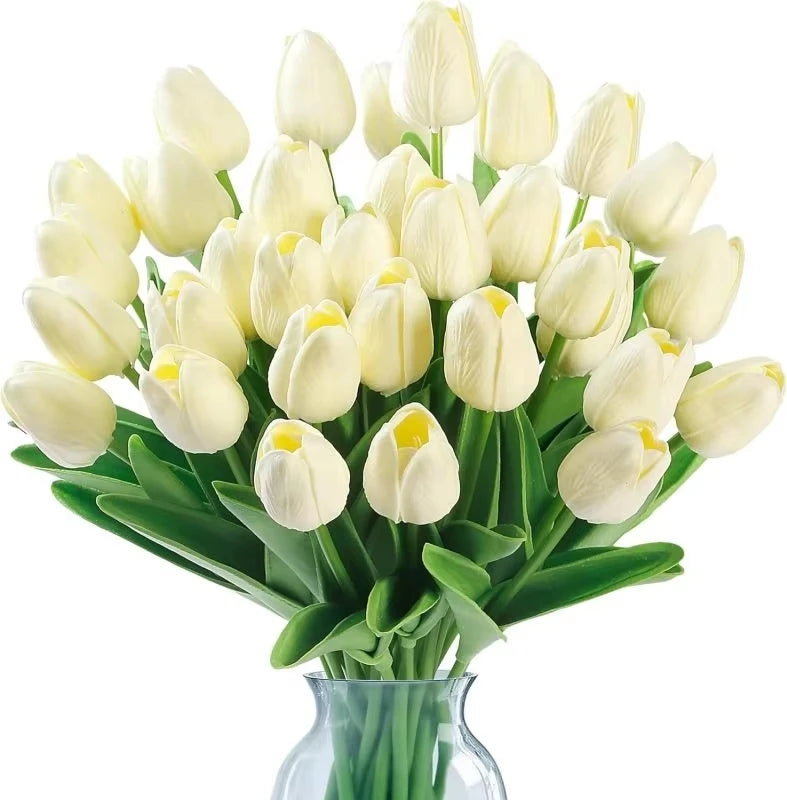 Real Touch Artificial Tulips 15-Piece Set – Wedding & Home Decor Artificial Flowers Babs Beige 15 pcs