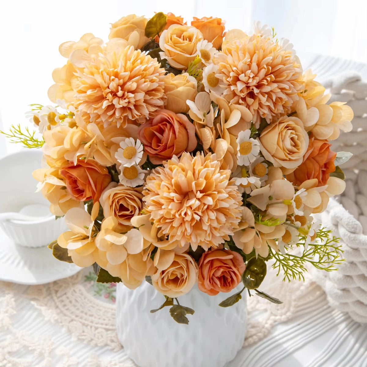 Artificial Chamomile Hydrangea Bouquet – Wedding & Home Décor Artificial Flower Bouquet Babs