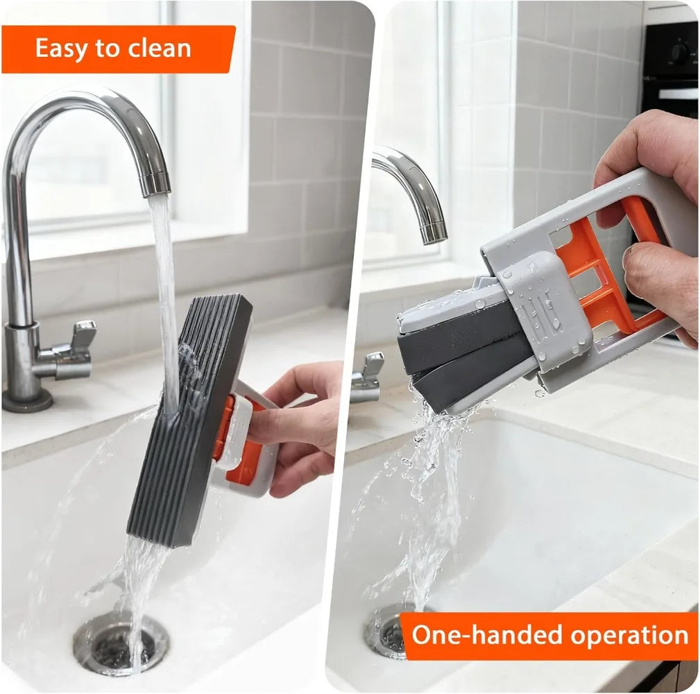 Mini No-Touch Self-Cleaning Sponge Mop – Kitchen & Bathroom Handheld Sponge Mop Babs