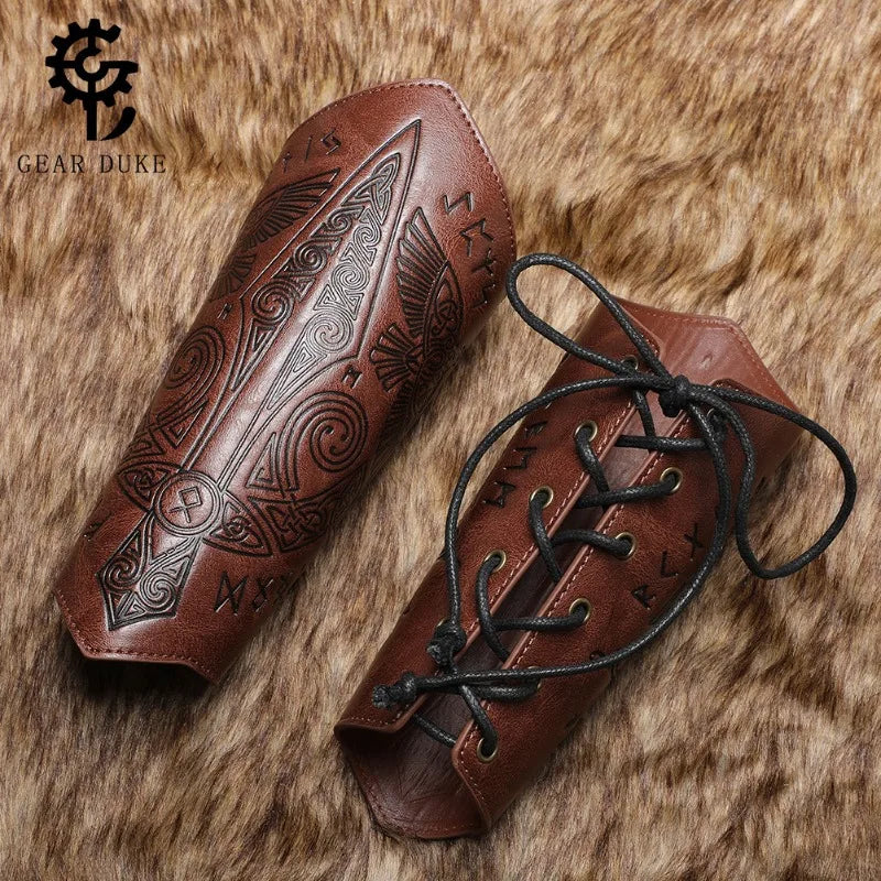 Medieval Embossed PU Leather Arm Bracers – Knight Cosplay Wrist Guard Cosplay Arm Bracer Babs