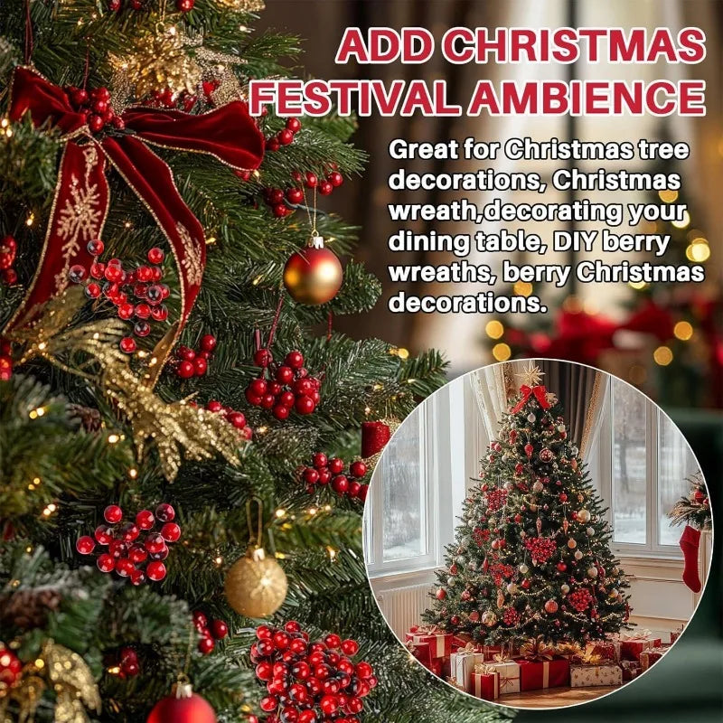 Artificial Holly Berry Stems for Christmas Wreaths & Crafts 50/100Pc Christmas Craft Stems Babs