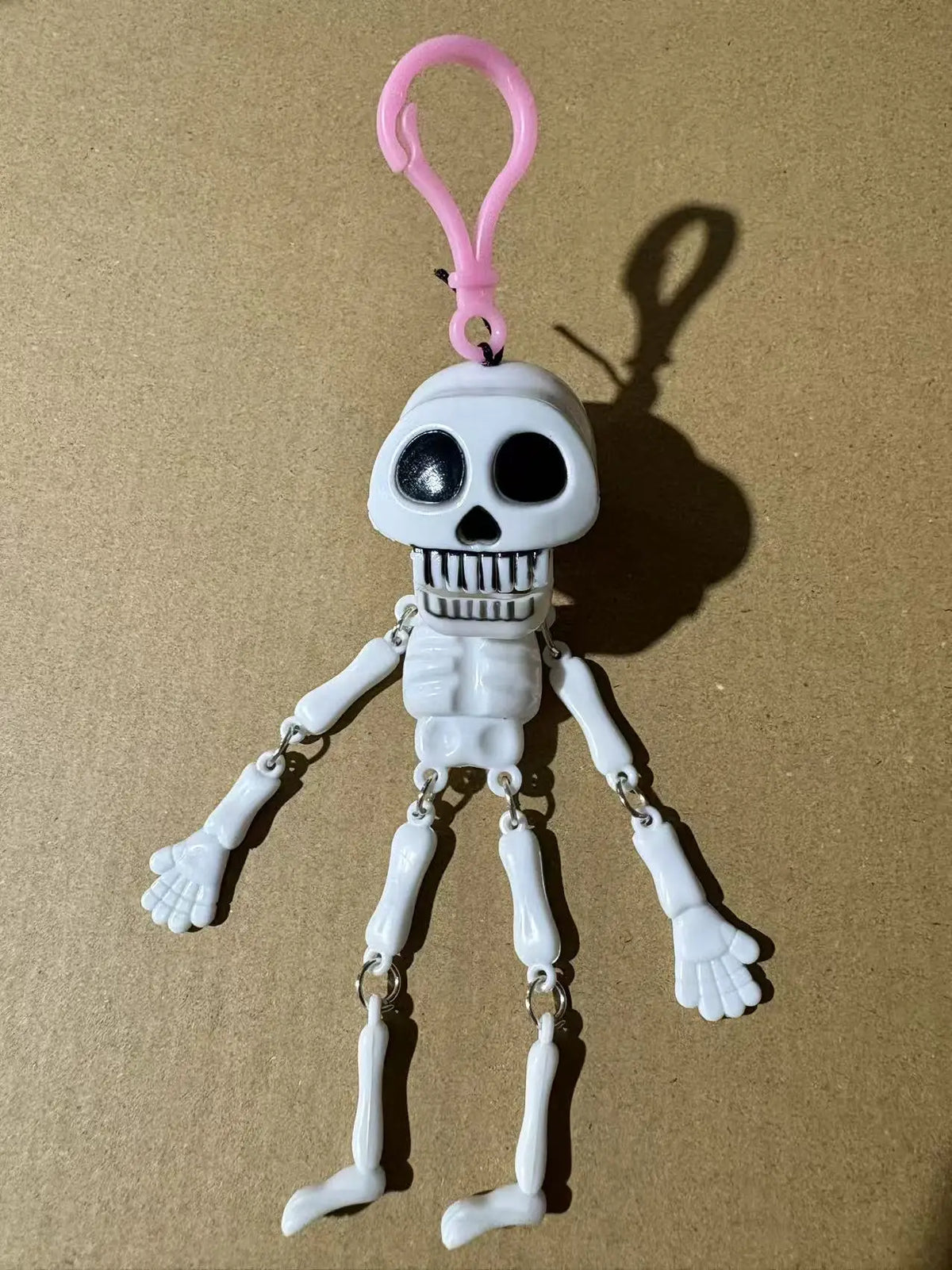 Skeleton Bag Charm Keychain – Pull String Movable Joints Novelty Keychain Charm Babs White