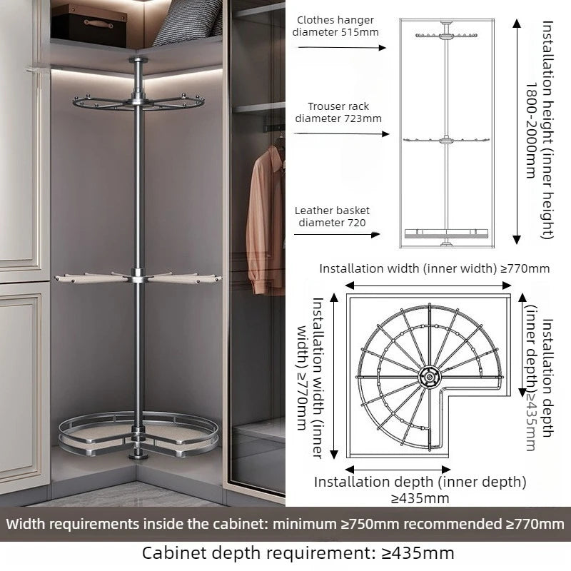 Rotating Coat Rack – Modern Aluminum Hanger Stand, 4 Hooks Rotating Coat Rack Babs Gray-Small