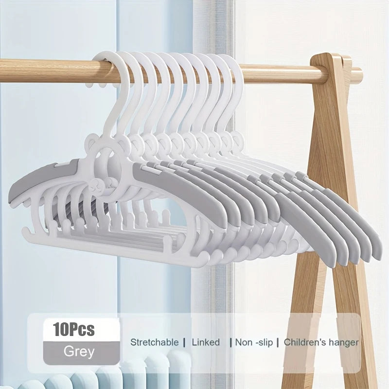 Adjustable Non-Slip Kids Clothes Hangers – Pink & Grey Kids Clothes Hangers Babs 10Pcs Grey
