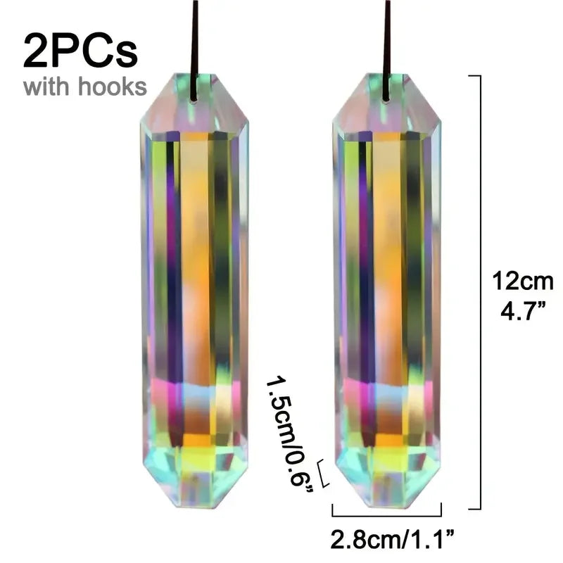 2-Pack Glass Crystal Sun Catcher Window Prism Rainbow Ornament Crystal Sun Catcher Babs