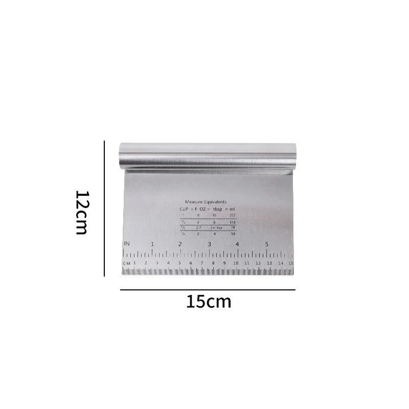 Stainless Steel Cake Scraper & Dough Cutter with Measuring Scale Dough Cutter & Scraper Babs 15X12X0.5cm