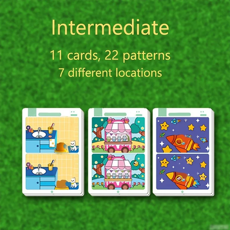 Kids Spot the Difference Game Cards – Focus & Learning Activity Educational Game Cards Babs