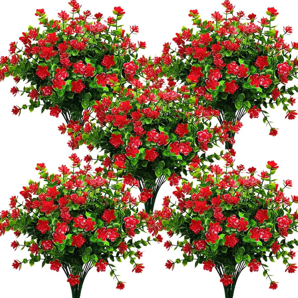 16 Pcs Fake Eucalyptus Stems – Artificial Greenery Decor Set Artificial Plant Stems Babs Red 16 pcs