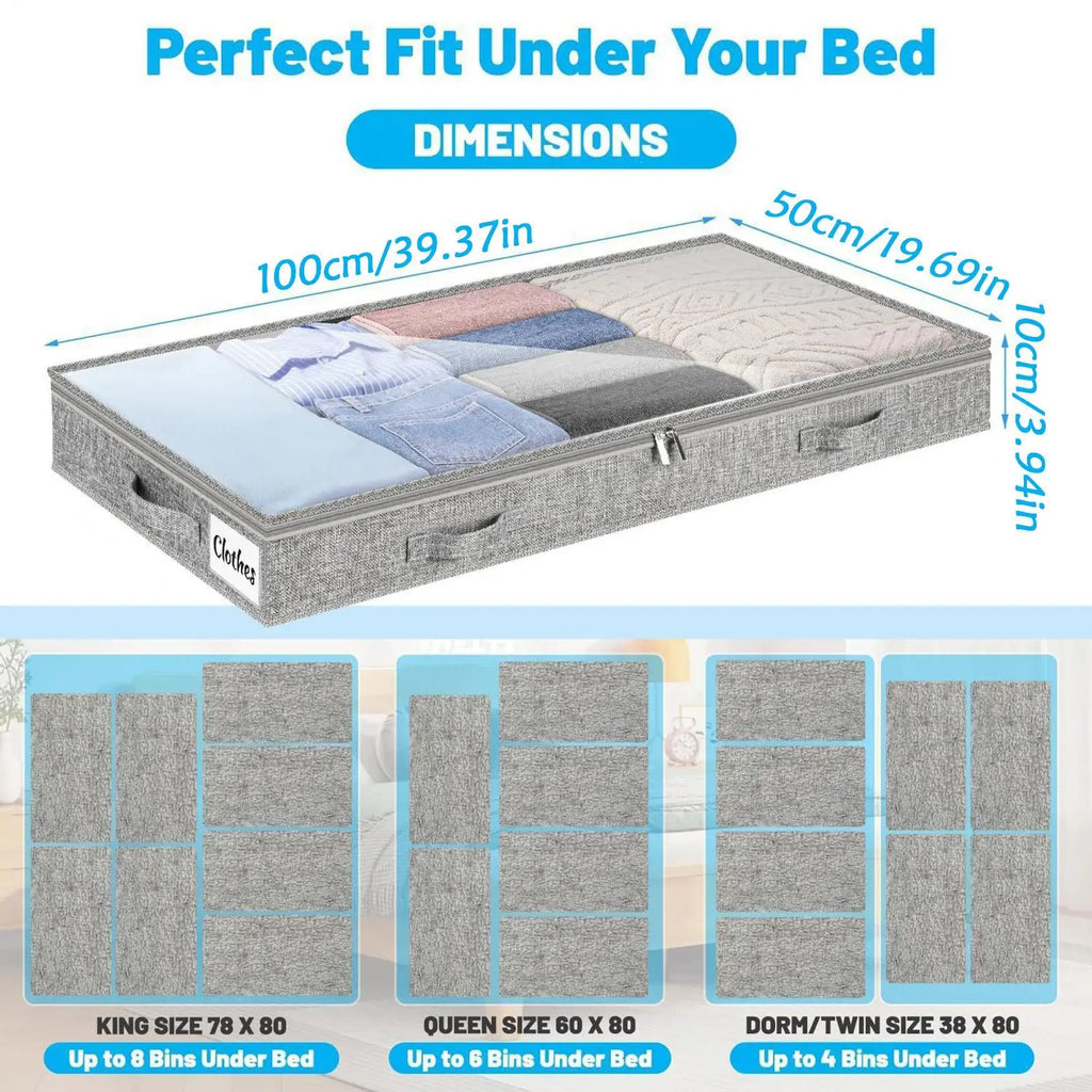 Rolling Under Bed Storage Bins with Clear Lid | Large Capacity Under Bed Storage Bin Babs