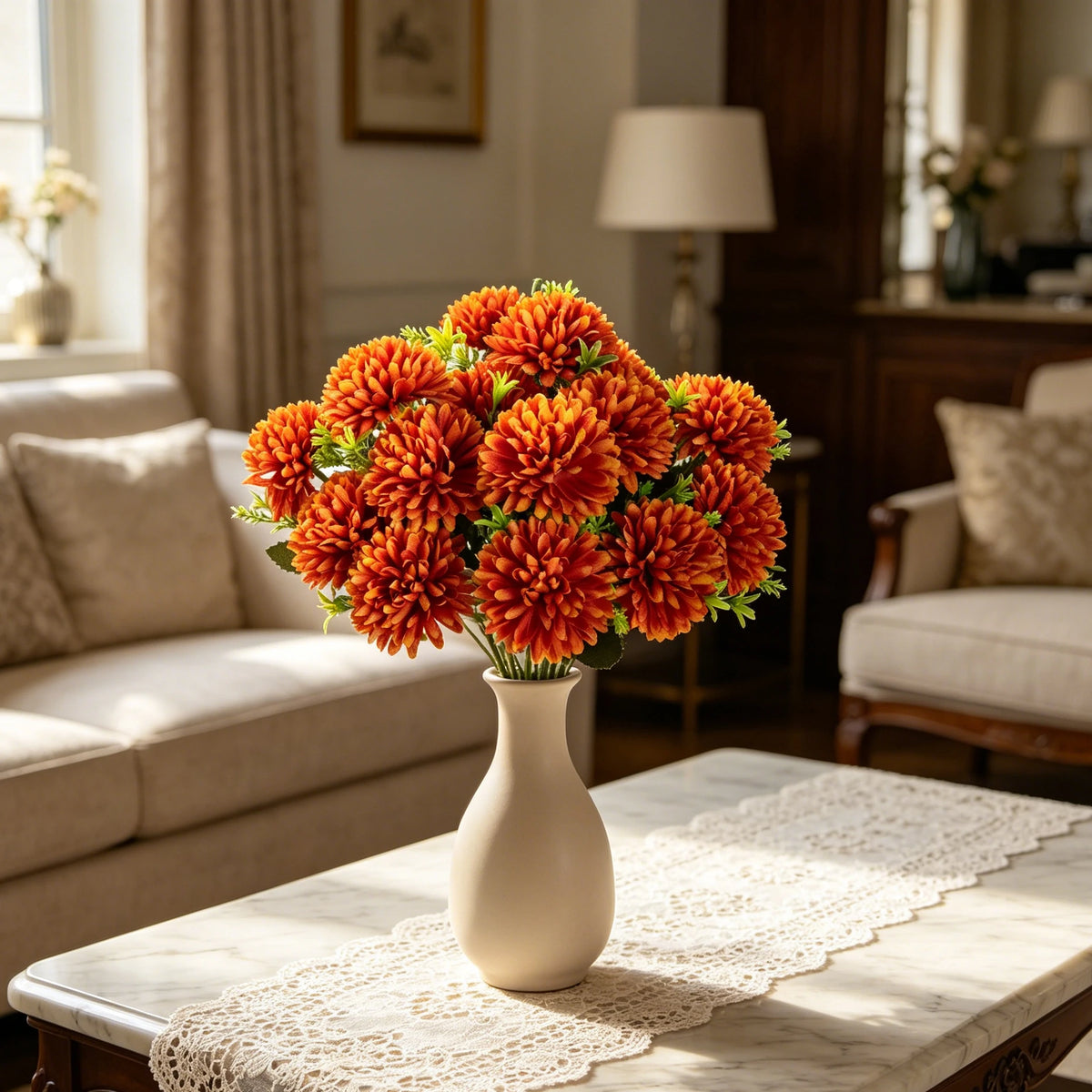 Artificial Silk Ball Chrysanthemum Flowers – Wedding & Home Decor Artificial Silk Flowers Babs