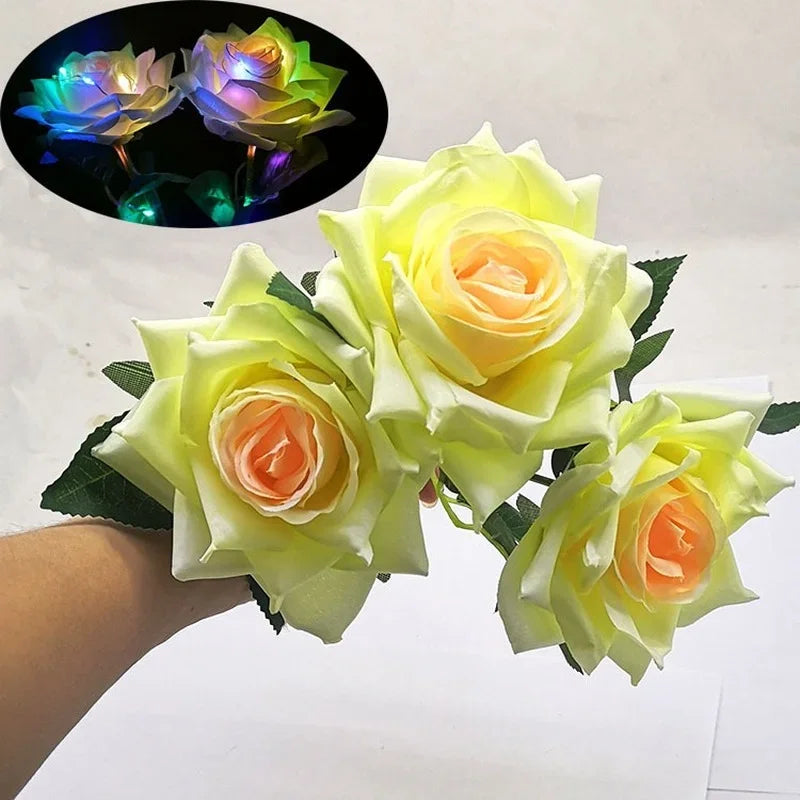 20Pcs LED Flashing Silk Rose Bouquet – Artificial Flower Décor LED Artificial Flowers Babs