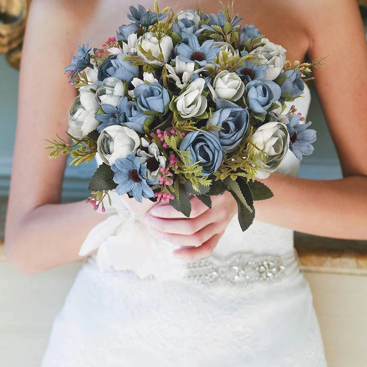 Multicolor Silk Tea Rose Artificial Bouquet – Wedding & Home Décor Artificial Flower Bouquet Babs