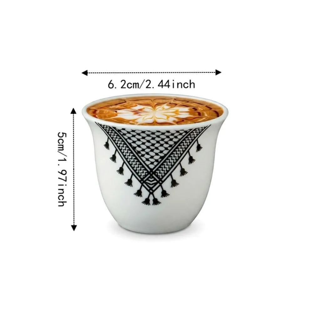 6-Piece Ceramic Turkish Coffee Cup Set – 70ml Vintage Style Ceramic Coffee Cup Set Babs