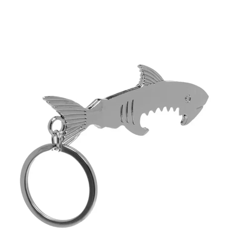 Shark Bottle Opener Keychain – Zinc Alloy Silver Key Ring Keychain Bottle Opener Babs 1pcs