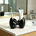 Bow-Shaped Toothbrush & Pen Holder – Cute Plastic Organizer Toothbrush Holder Babs black