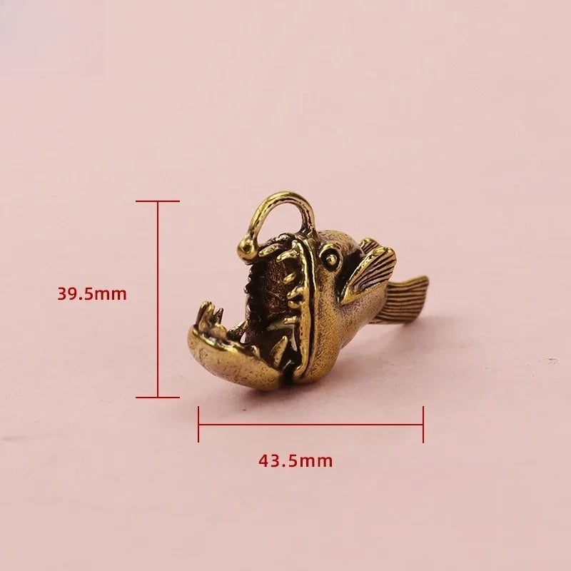Brass Anglerfish Miniature Figurine – Ocean Sea Animal Decor Miniature Figurine Babs Ocean anglerfish