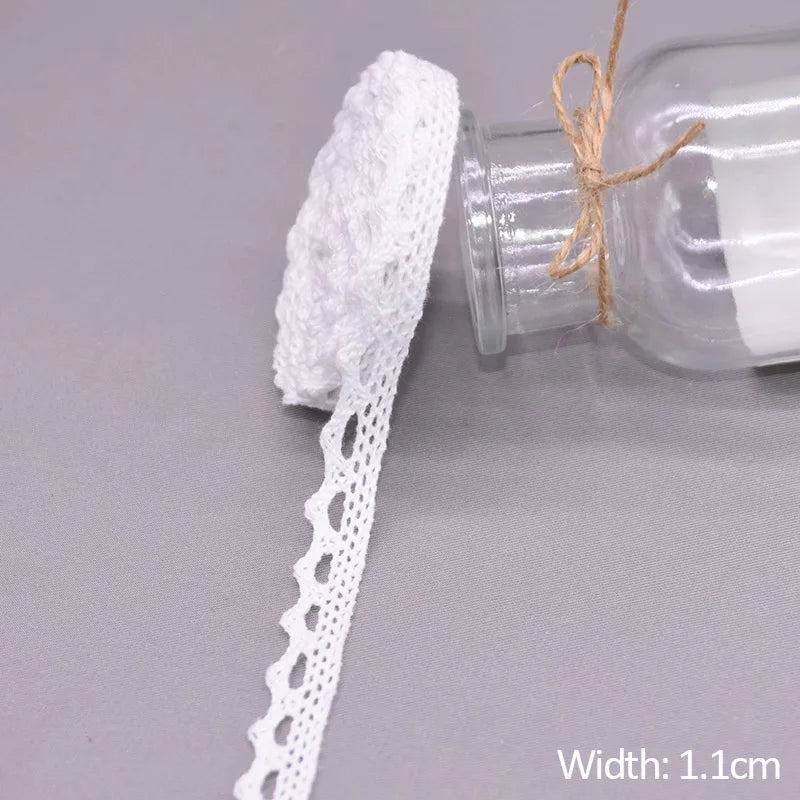White Embroidered Lace Trim Ribbon 5/10 Yards – DIY Sewing Lace Trim Ribbon Babs 1-Width 1.1cm 5Yards