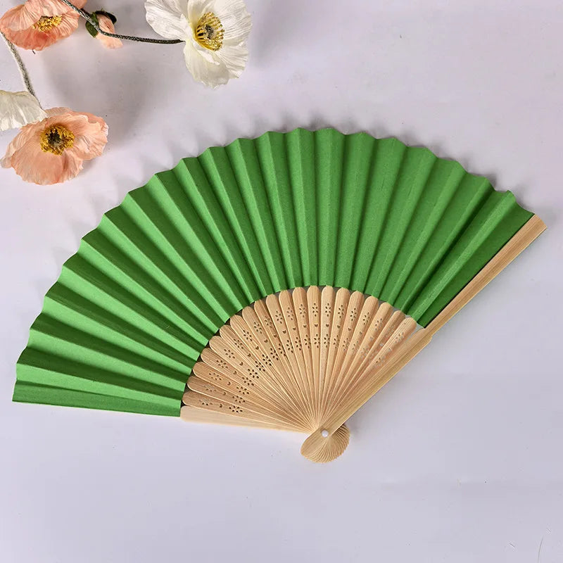 DIY Blank Paper Folding Fans – Chinese Style Kids Craft DIY Craft Fan Babs green