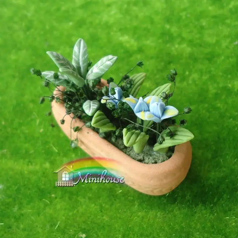 1:12 Miniature Clay Orchid Potted Plant – Dollhouse Décor Miniature Collectible Decor Babs