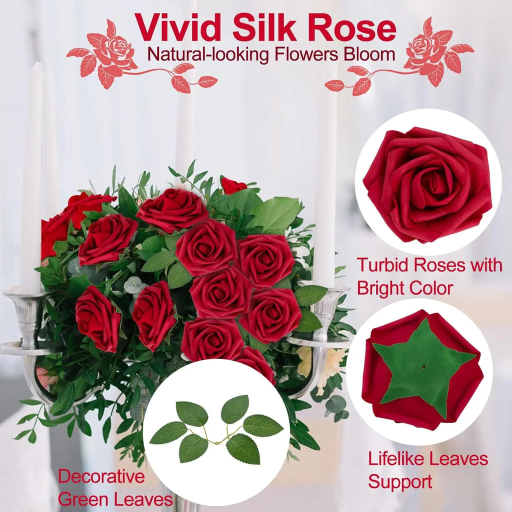 30 PCS PE Foam Artificial Roses – Wedding & Party Décor Artificial Flowers Babs