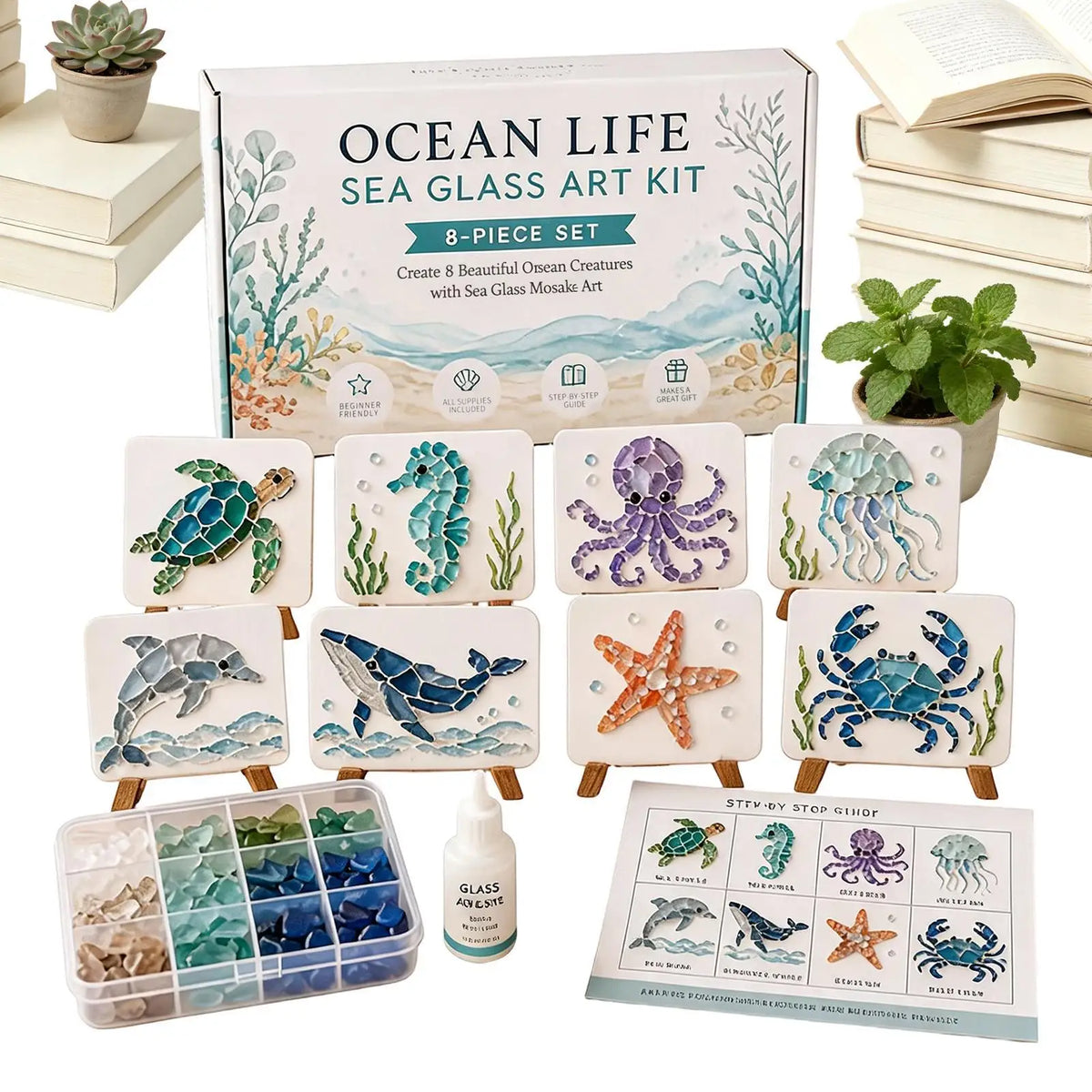 Garden Bloom Sea Glass Mosaic DIY Craft Kit – Floral & Butterfly Mosaic DIY Craft Kit Babs