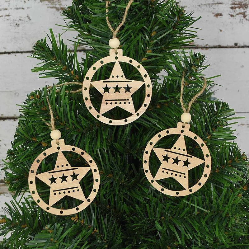 3pcs Vintage Christmas Wooden Ornaments – DIY Tree Pendants Christmas Tree Ornaments Babs R