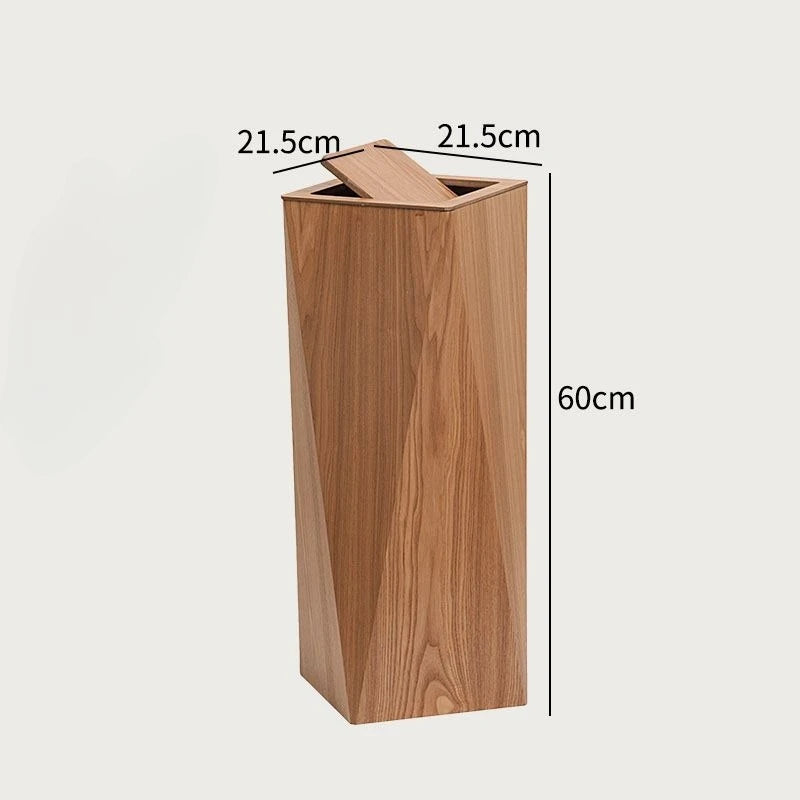 Large Wooden Trash Can – Waterproof Luxury Rolling Cover Bin Wooden Waste Bin Babs Brown Flip