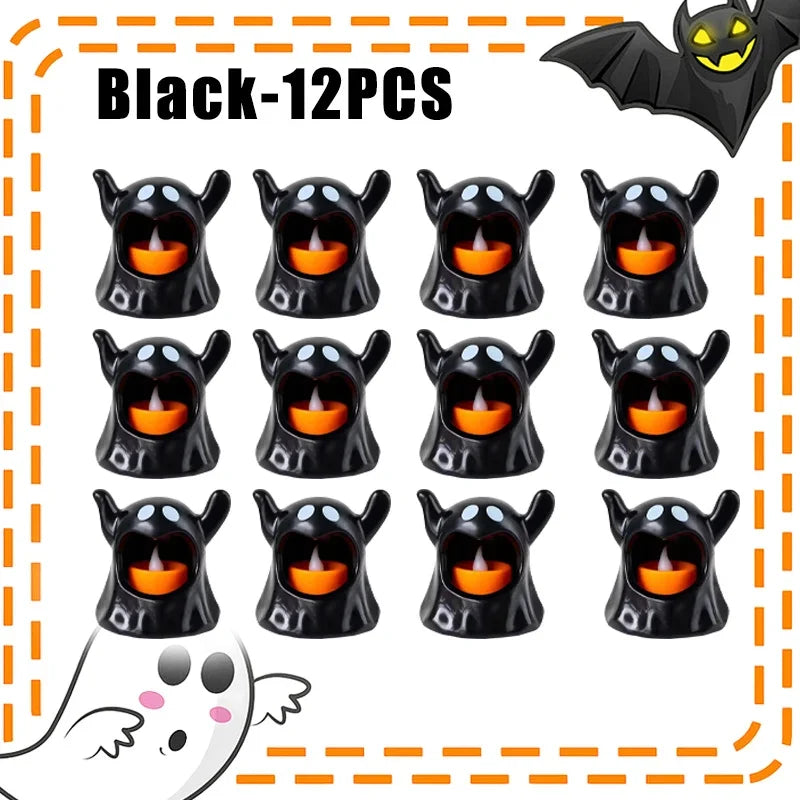 LED Ghost Candle Lamp – Halloween & Festival Party Decor LED Halloween Decor Babs Black-12PCS