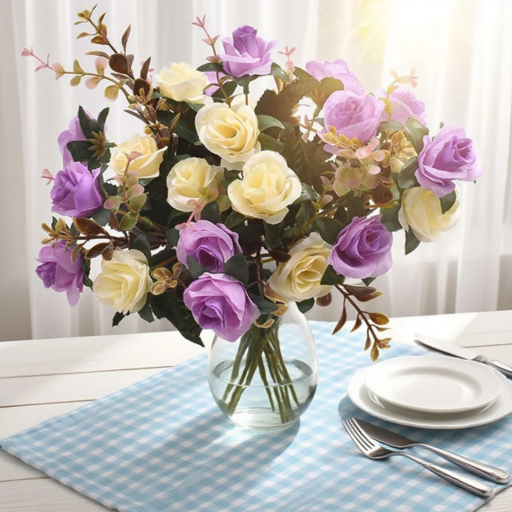Silk Rose Artificial Flower Bouquet – Wedding & Home Décor Artificial Flower Bouquet Babs