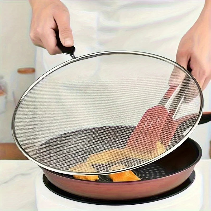 Grease Splatter Screen with Handle – Fine Mesh Frying Pan Guard Splatter Screen Babs