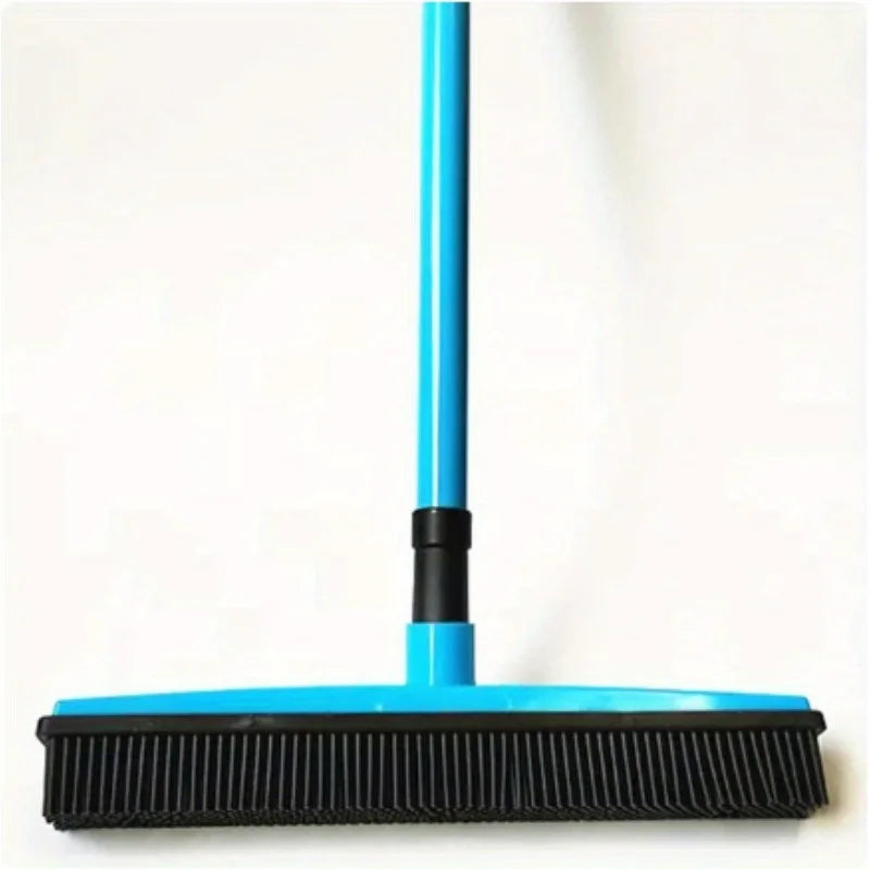 Pet Hair Rubber Broom & Squeegee – Multi-Surface Floor Brush Pet Hair Broom Babs Blue