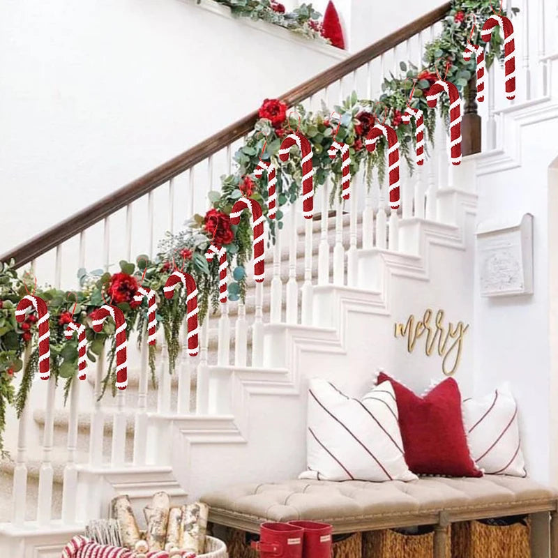 Candy Cane Christmas Tree Ornaments – Red & White Pendants Christmas Tree Ornaments Babs