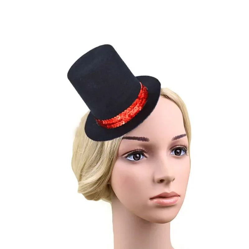 Sparkling Sequin Mini Top Hat Hair Clip – Party Favor Women Girls Hair Clip Accessory Babs