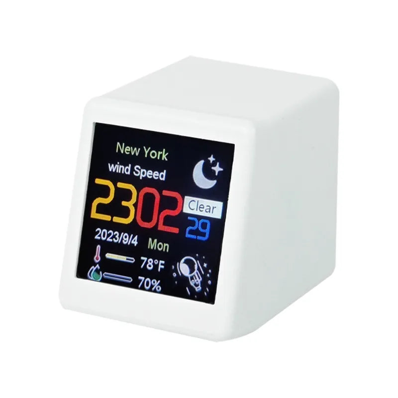 Smart WiFi Weather Desk Clock – Mini LCD Digital Table Clock Smart Desk Clock Babs White
