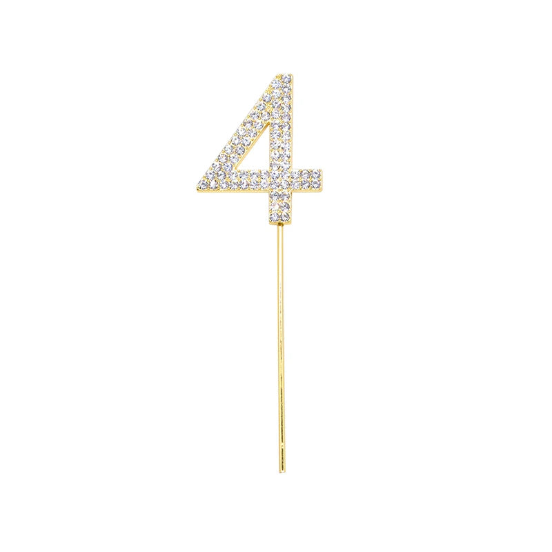 Glitter Rhinestone Number Cake Topper – Gold & Silver Decor Cake Topper Babs gold 4