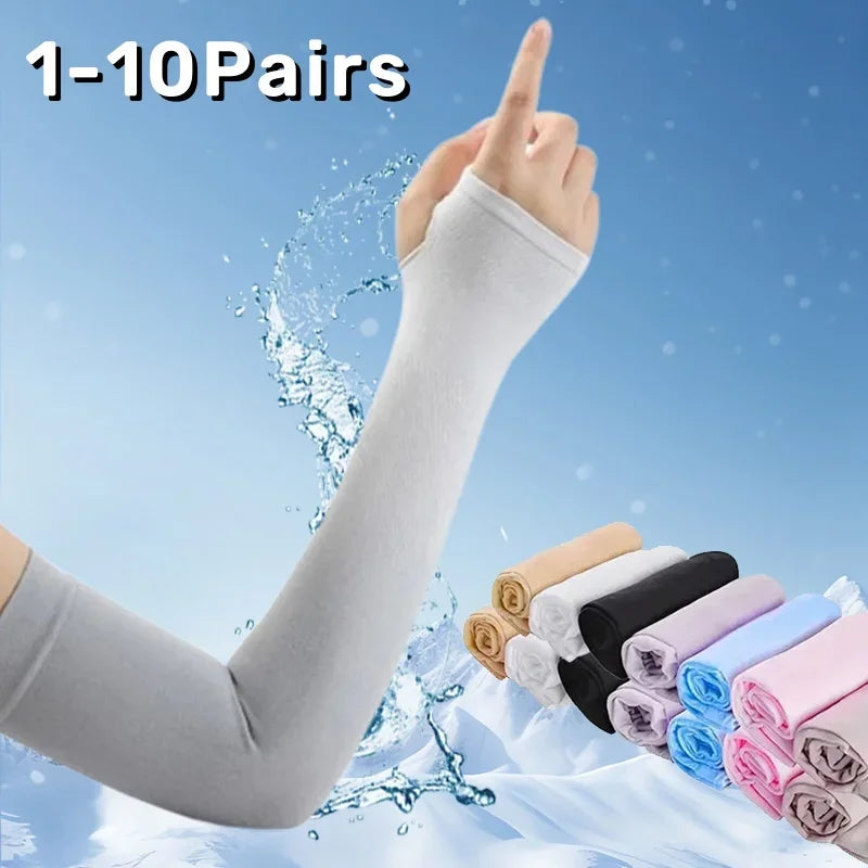 UV Cooling Arm Sleeves with Thumb Hole – Sun Protection Outdoors UV Arm Sleeves Babs
