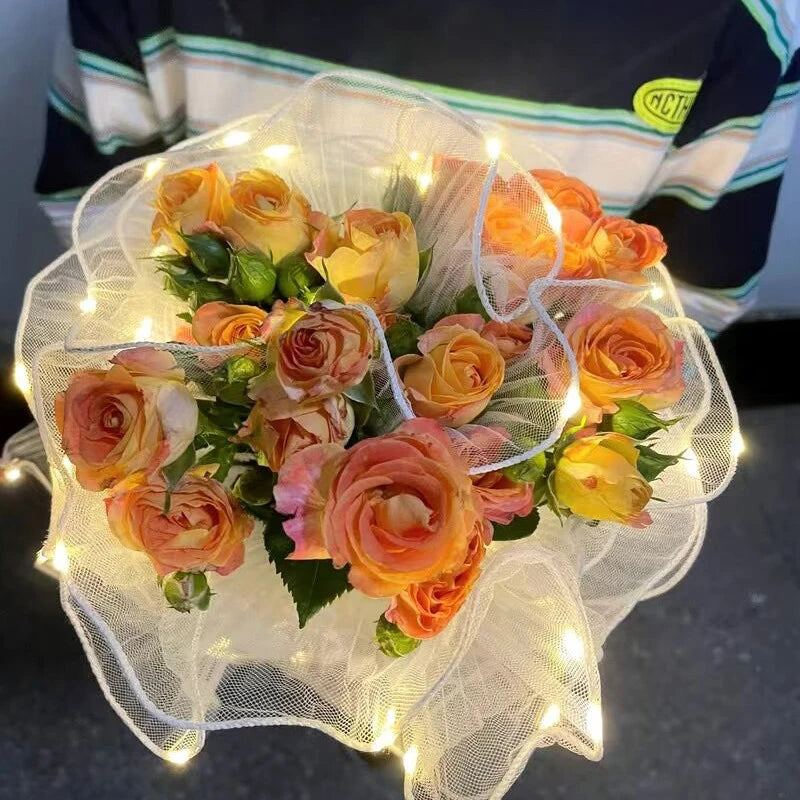 LED Mesh Yarn Flower Wrap Roll – DIY Wedding & Gift Packaging Gift Wrapping Mesh Babs